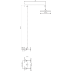 Душевая система, верхний душ без излива, силумин, хром, HB2413