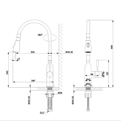 ВЫВОД EXPERT Смеситель для кухни с гибким изливом,2-х реж.аэратор, нерж. сталь/зелёный,LM5082S-Green