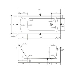 Вывод Ванна прямоуг.: SANTANA 150x70,ультра белый, Сорт1
