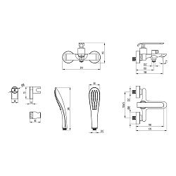 MELANGE Смеситель для ванны с коротким изливом, поворотный переключатель, латунь/хром