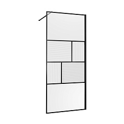 Душевая перегородка Walk-In VSW-1HC800CFB, 800*2000, черный, стекло прозрачное/рифленое, , шт