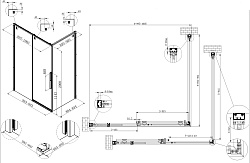 Душевой уголок Ultima VSR-7UL9010CLGM, 1000*900, вороненая сталь, стекло прозрачное, , шт