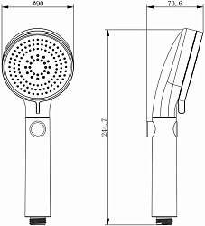 Лейка для душа, 3 режима, Ø9х24,5см, пластик/хром/белый, блистер