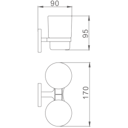 Держатель стакана , двойной, матовое стекло, хром HB8608