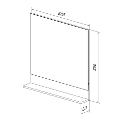 Зеркало Lemark ROMANCE 80 см с полкой, цвет: Белый глянец