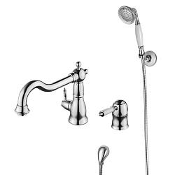 ВЫВОД VILLA Встраиваемый смеситель на борт ванны с поворотным изливом, на два отверстия, латунь/хром