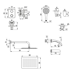 BRONX Встраиваемый термостатический смеситель с верх.душем , 3-х реж.лейкой, латунь/хром, LM3742BL