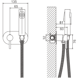 Смеситель с гигиенической лейкой Оружейная сталь B55807-3