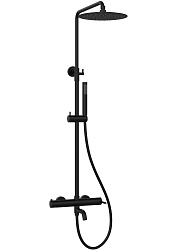 Душевая стойка Villa VSFS-1VL1MB с изливом, 25см верх. душ из нерж. стали, черный, , шт