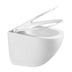 GLAZER Унитаз подвесной, безободковый с сиденьем микролифт,смыв вихревой Торнадо 3.0, белый