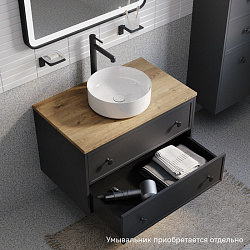 Тумба подвесная, со столешницей МДФ, дуб верона, 80 см, темно-серый, Torr, IDDIS, TOR80DVi95K