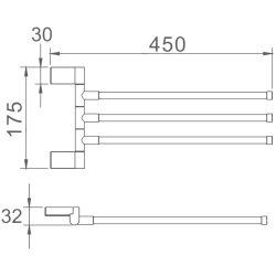 Держатель для полотенец, тройной, поворотный 400 мм, хром HB8813