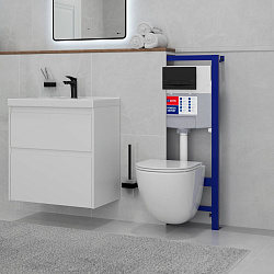 PENEDA EXPERT Комплект 2в1: Инсталляция для унитазов с кнопкой смыва BIT чёрный матовый Soft touch