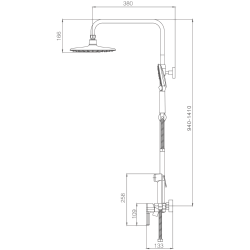 Душевая система, тропический душ, латунь, черный, HB24814-7