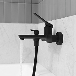 Смеситель для ванны, матовый черный, Parker, IDDIS, PARBL02i02WA