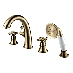 ВЫВОД VINTAGE Встраиваемый смеситель на борт ванны на 4 отвер. двуруч., повор.перекл., латунь/бронза