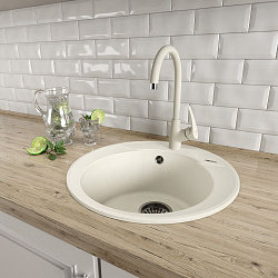 SULA 500 Мойка кухонная из кварцгранита цвет: шампань комплектация: крепеж, сливная арматура с перел