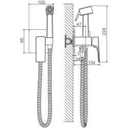 Смеситель гигиенический, оружейная сталь B55709-3