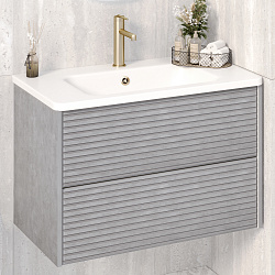Тумба/2 ящ/подвесная/дымчатый серый/раковина Палермо(80см) Parma /AQUA DE MARCO