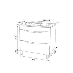 Тумба с умывальником, напольная, 60 см, белая, Cloud, IDDIS, CLO60WFi95K	