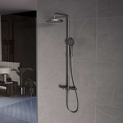 Душевая стойка Rim VSFS-2RM1GM с изливом, вороненая сталь, , шт