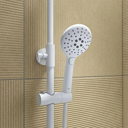 Смеситель с верхним душем и изливом, белый матовый, Ray, IDDIS, RAYWT3Fi06