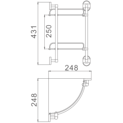 Полка стеклянная 2- ярус, угловая, хром HB1907-2