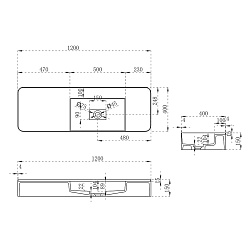 Раковина из искусственного камня Vincea VWB-6S412MW, 1200*400*150, подвесная, цвет белый матовый, , 