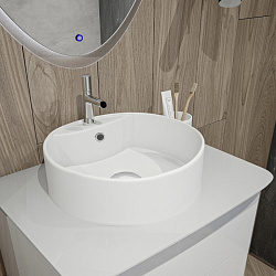 Corpa Nera Bosso/Боссо раковина  накладная D40 с полочкой под смеситель, белый матовый