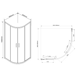 Душевой уголок Garda VSQ-1G900CLB, 900*900, черный, стекло прозрачное , , шт
