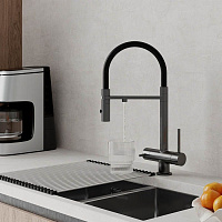 Смеситель для кухни с фильтром и гибким изливом, графит, Ace, IDDIS, ACEGMFFi05