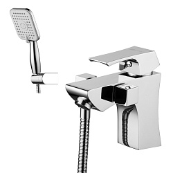 Смеситель на борт ванны, с коротким изливом, лейка для душа 3 режима, высота излива 7 см, длина 14 с