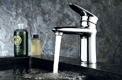 Смеситель для раковины, монолитный, высота излива 9 см, длина 11 см, латунь/хромLM4406C