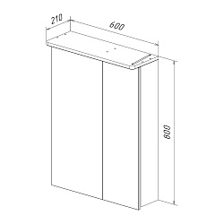 Шкаф зеркальный Lemark ZENON 60х80 см 2-х дверный с козырьком-подсветкой, с розеткой, цвет корпуса: