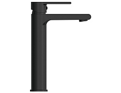 Смеситель для раковины высокий BRASKO BLACK однорычажный, черный клик клак