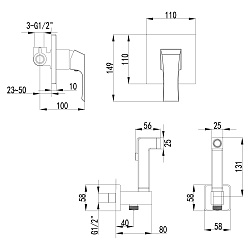 Встраиваемый смеситель с гигиеническим душем, латунь/хром LM4519C