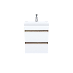 Тумба с умывальником подвесная с ящик., 50 см, белая/под дерево, Zodiac, подходит ум.3505000i28