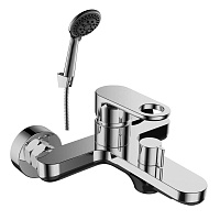 Смеситель для ванны с коротким изливом, поворотный переключатель, 3-х реж.лейка, латунь/хром,RS33-31