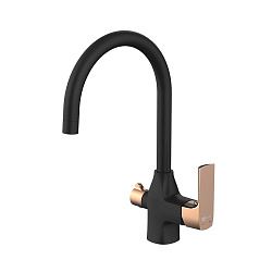 ВЫВОД URSUS Смеситель для кухни, с подключен.к фильтру питьевой воды, латунь/чёрный/розовое золото