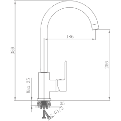 Смеситель для кухни, латунь, оружейная сталь HB70505-3