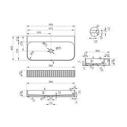 Раковина из искусственного камня Vincea VWB-6SG90MW, 900*460*120, подвесная, цвет белый матовый, , ш