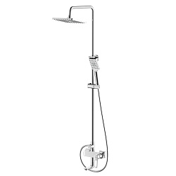 Душевая система с верхним душем 26х19 см и поворотным изливом, регулируемая высота 1~1,68м, латунь/х