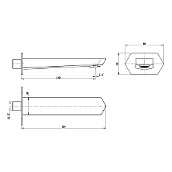 Встраиваемый наполнитель для ванны (излив), длина 19,3 см, латунь/хром, LM3981C