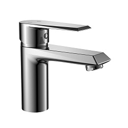 Смеситель для раковины, монолитный, высота излива 8 см, длина 11 см, латунь/хром