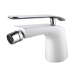 Смеситель для биде, высота излива 9 см, длина 12 см, латунь/хром/белый