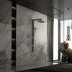 Душевая стойка Inspire VSFS-3I11GM с изливом, 30см верх душ, вороненая сталь, , шт