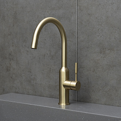 EXPERT Смеситель для кухни с поворотным изливом, нерж. сталь/ светлое золото