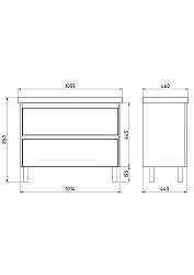Тумба LUXURY PLUS, 105 см, подвесная/напольная, 2 ящик, белый матовый (Luxury 105)