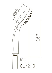 Лейка для душа, 1 режим, Ø8х22см, пластик/хром, блистер