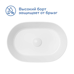 Раковина накладная Pragma Olako, белая глянцевая, OLK1.GWRL.006